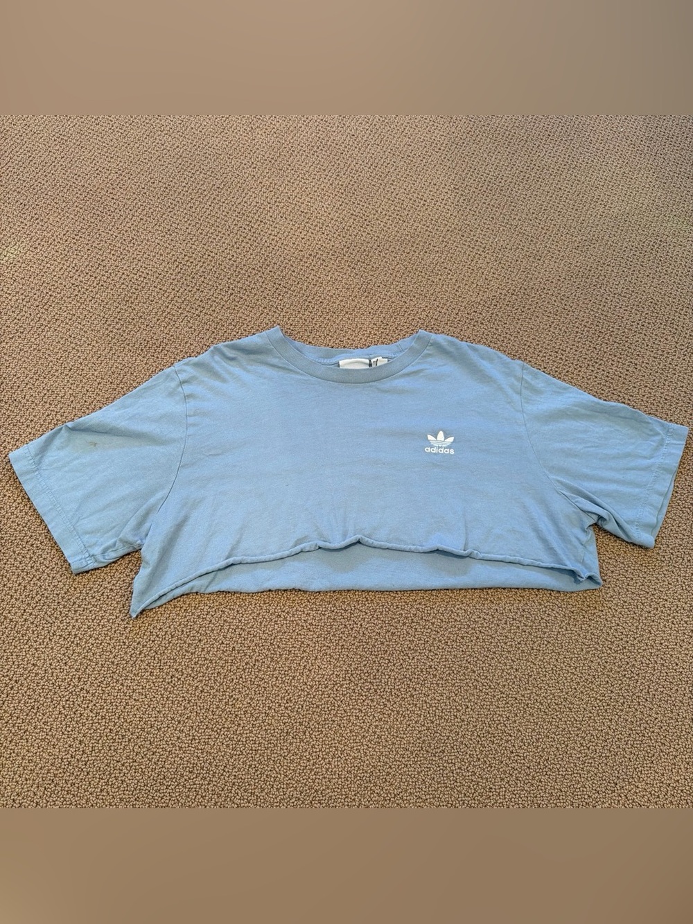 adidas Vintage Light Blue Cropped Tshirt with Trefoil
